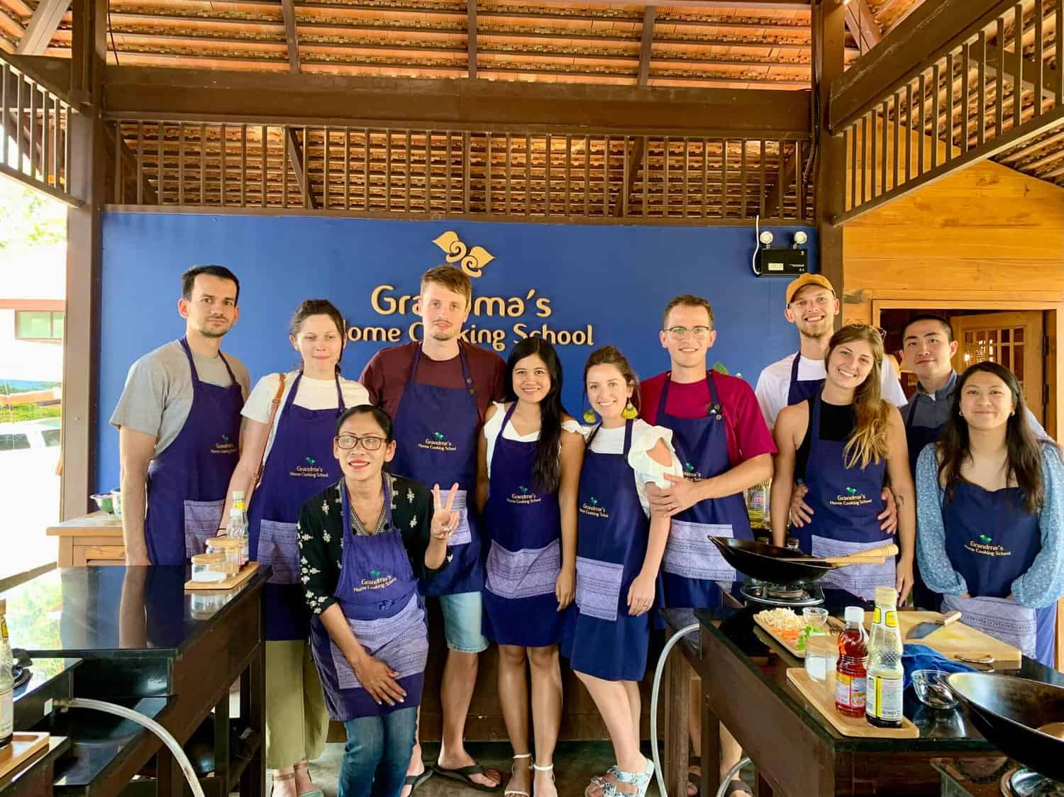 several people on a cooking class in Thailand