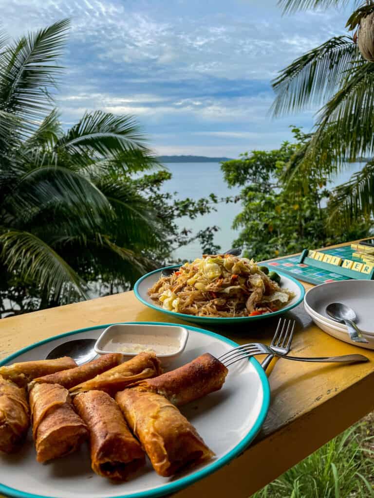 Spring Rolls and Pancit from Cococavana Resort