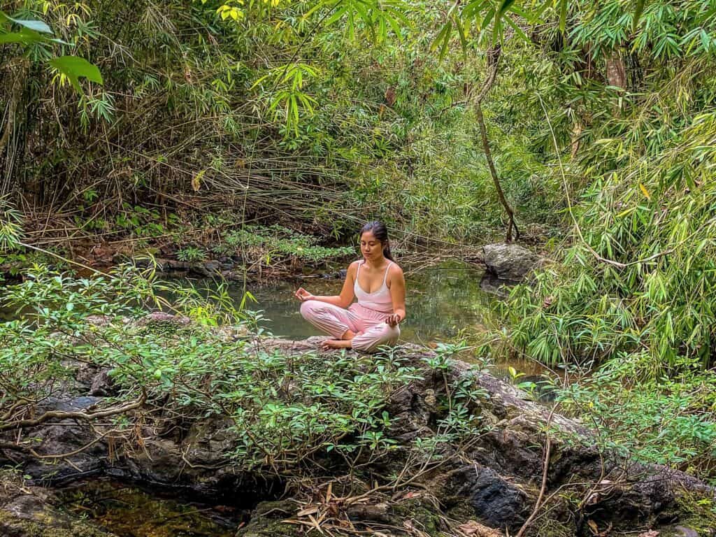 Meditating at Degtayan Falls