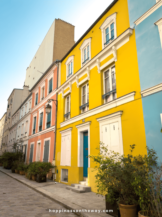 The colorful houses of Rue Crémieux Paris