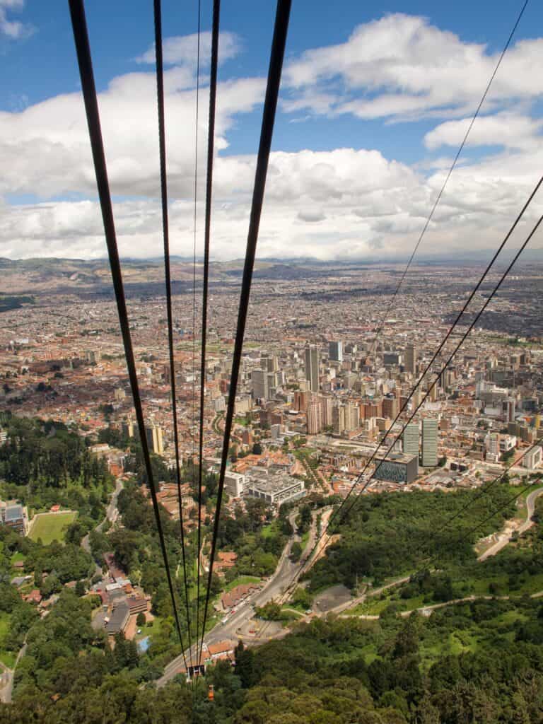 View of Bogota in a Cable Car to Monserrate