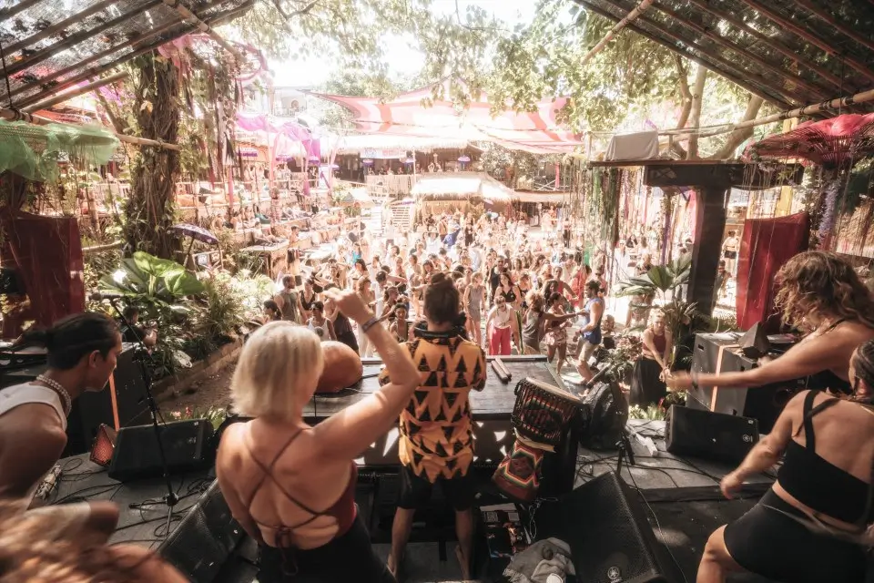 A band leading people to dancing and singing during Bali Spirit Festival