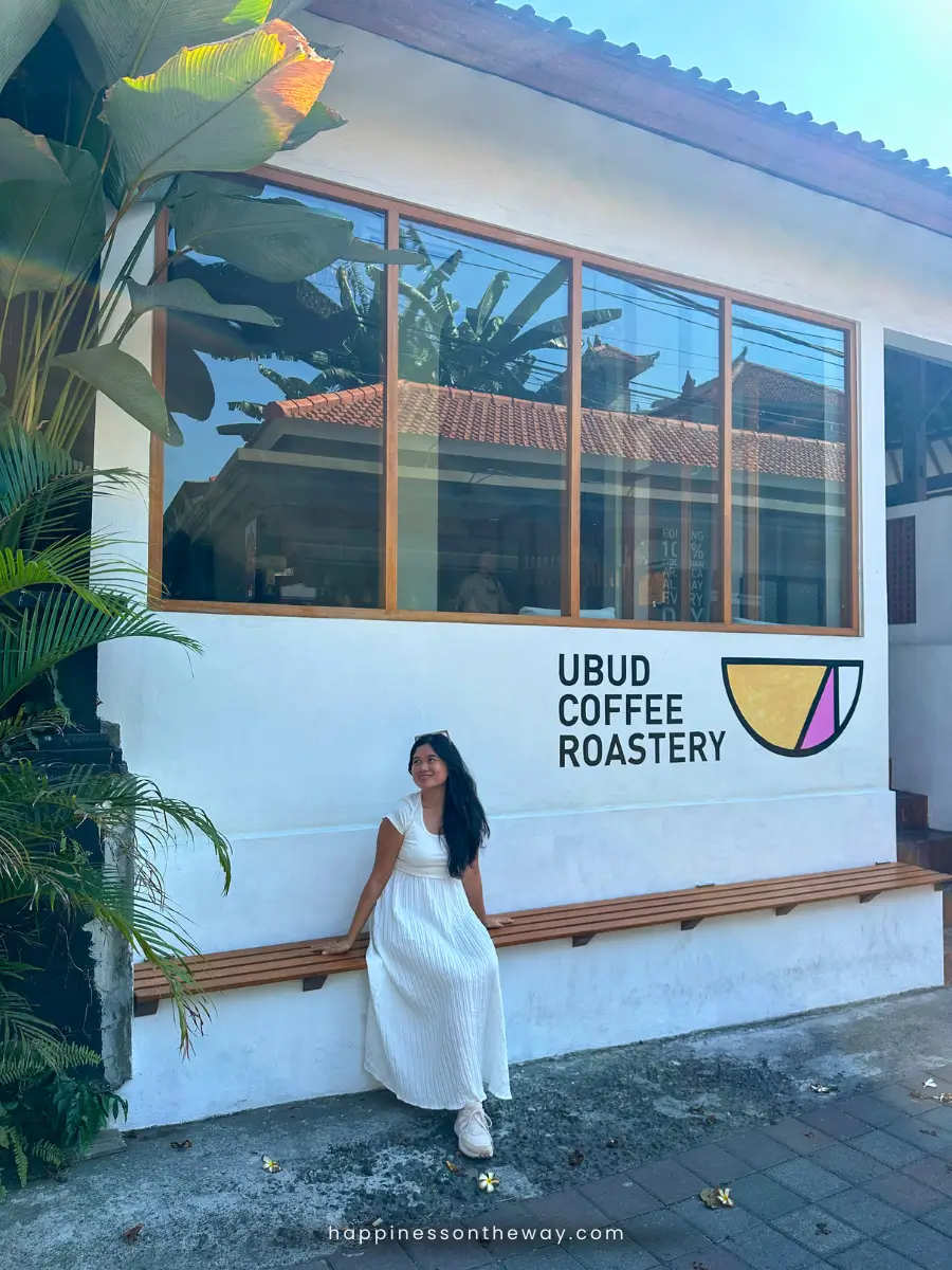 Me sitting on the outside of Ubud Coffee Roastery