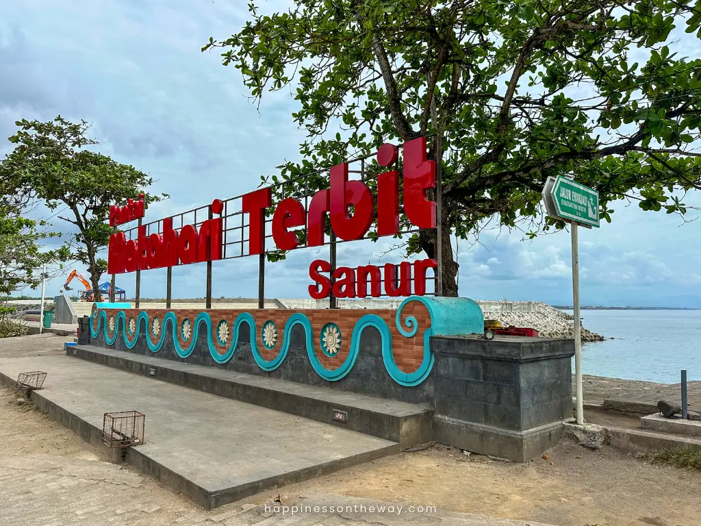 A signage of Matahari Terbit Sanur in Matahari Terbit Beach.