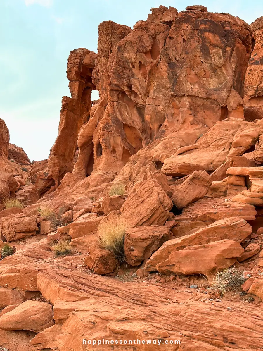 Elephant Rock, a natural sandstone arch resembling an elephant, located in Valley of Fire State Park. A popular destination for those seeking iconic landmarks while hiking in Valley of Fire.