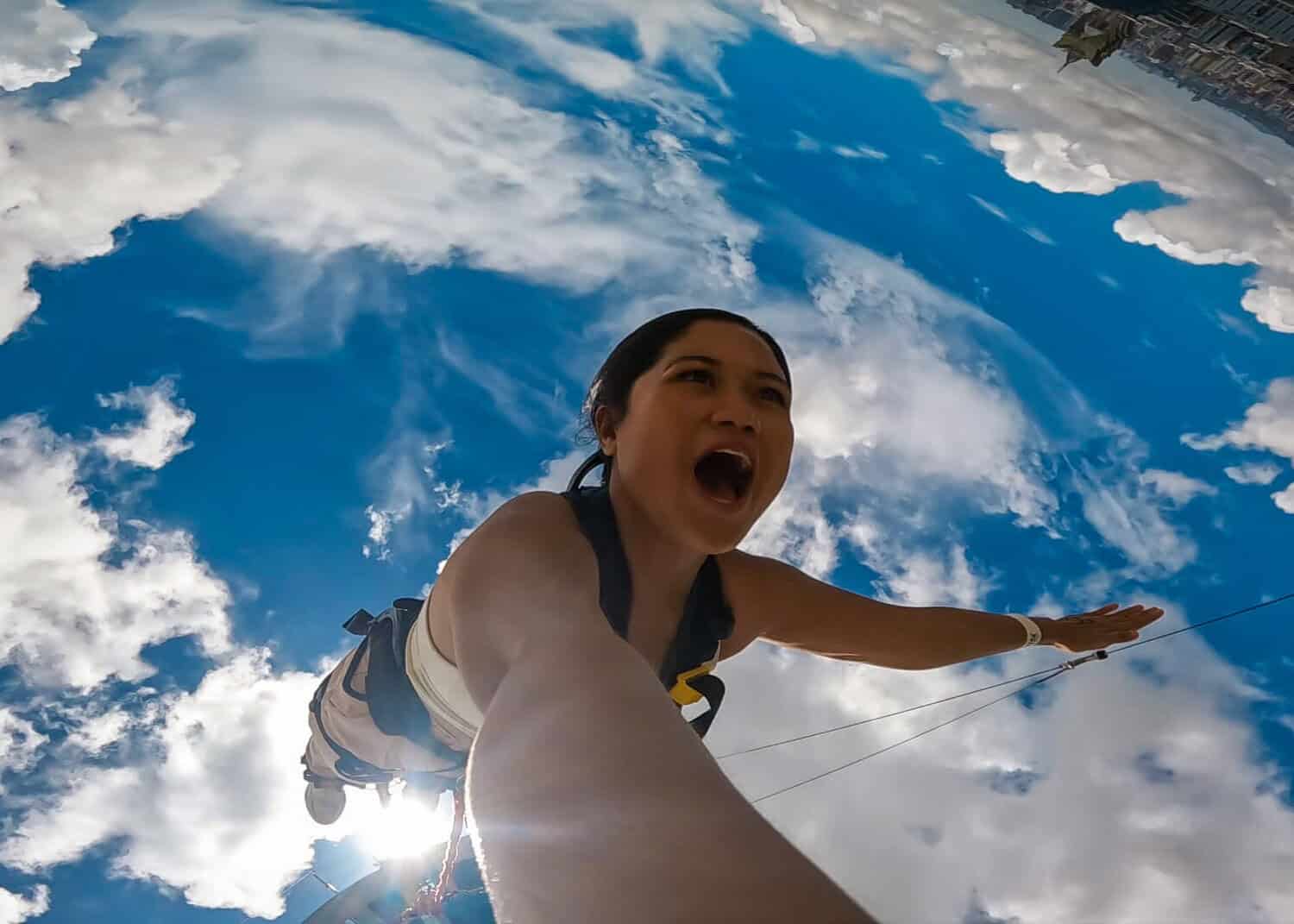 gladis morales doing bungee jumping