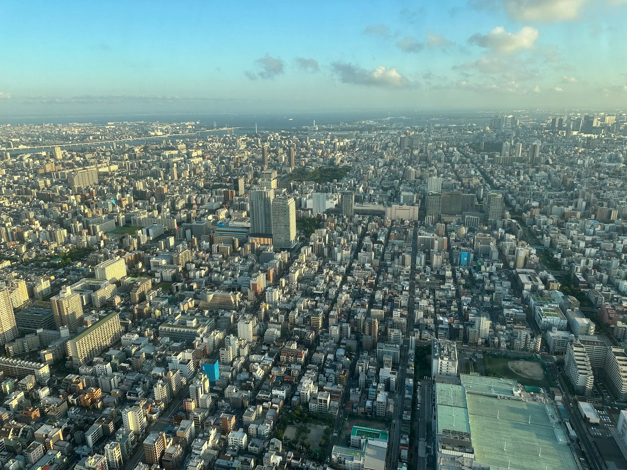 A wide aerial view of the Japan skyline with dense buildings, straight roads, and a clear sky. Simple Japanese Phrases for Travelers