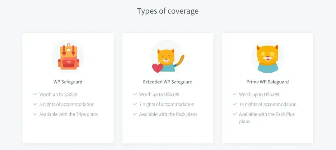 Three columns with icons showing the extensive safeguards of Worldpackers vs Workaway.