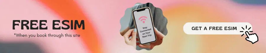 Free eSIM offer for readers who book through this website, with a button to book and claim the eSIM.