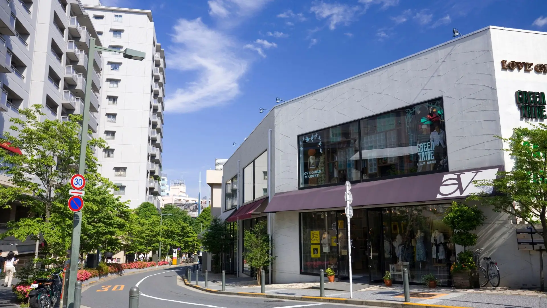 Calm residential street and modern storefronts in Daikanyama, a low-key Tokyo hidden gem