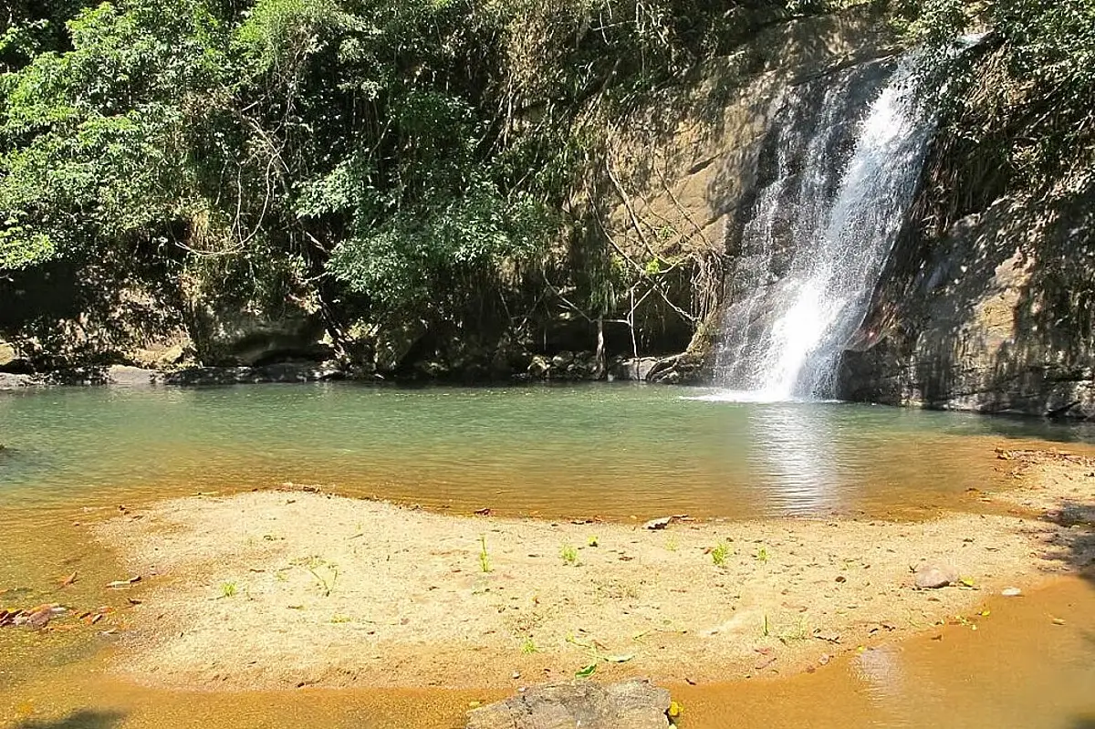 The waterfalls in Kandy Samadhi Centre.